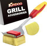 Grill Brush Bristle Free for Outdoor Grill, Steam Grill Cleaning Brush Replaceable BBQ Cleaner Brush Head,Extended Handle,