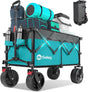 Collapsible Wagon Cart with Big All-Terrain Beach Wheels, Foldable Heavy Duty Wagons with Cup Holders, Utility Carts for