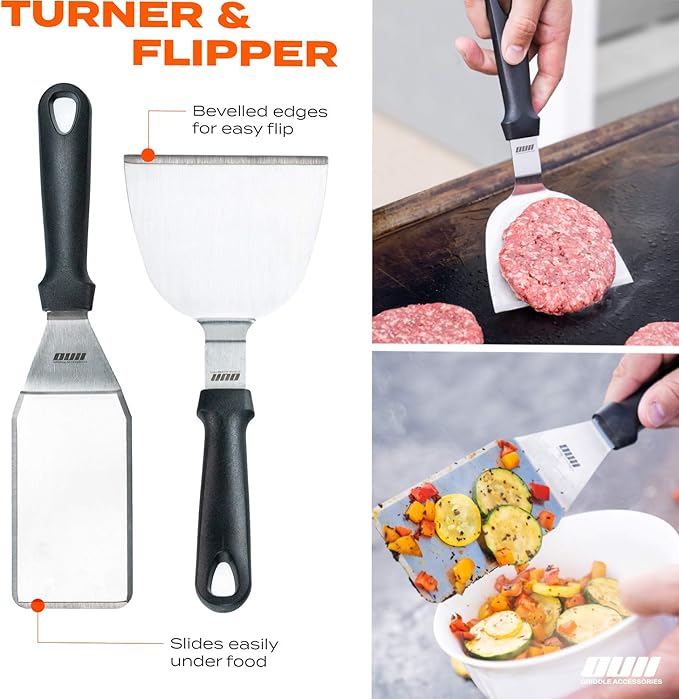 Flat Top Griddle Accessories Set for Blackstone and Camp Chef Griddle - 14 Pieces Set with Griddle Cleaning Kit & Carry Bag!