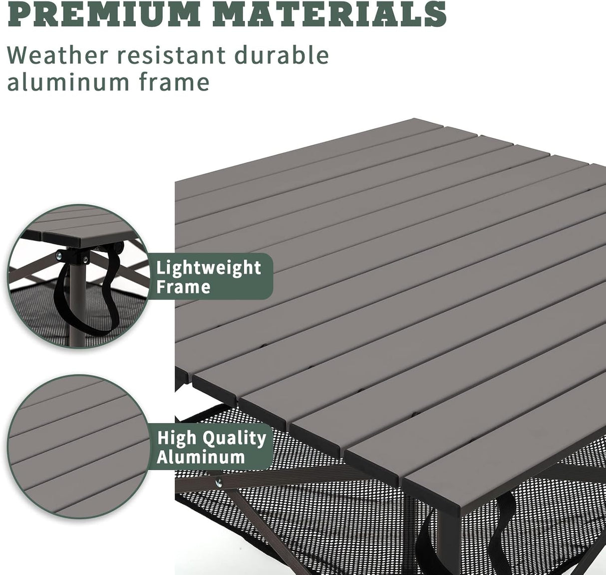 SUNNYFEEL Outdoor Folding Table | Lightweight Compact Aluminum Camping Table, Roll Up Top 4 People Portable Camp Square