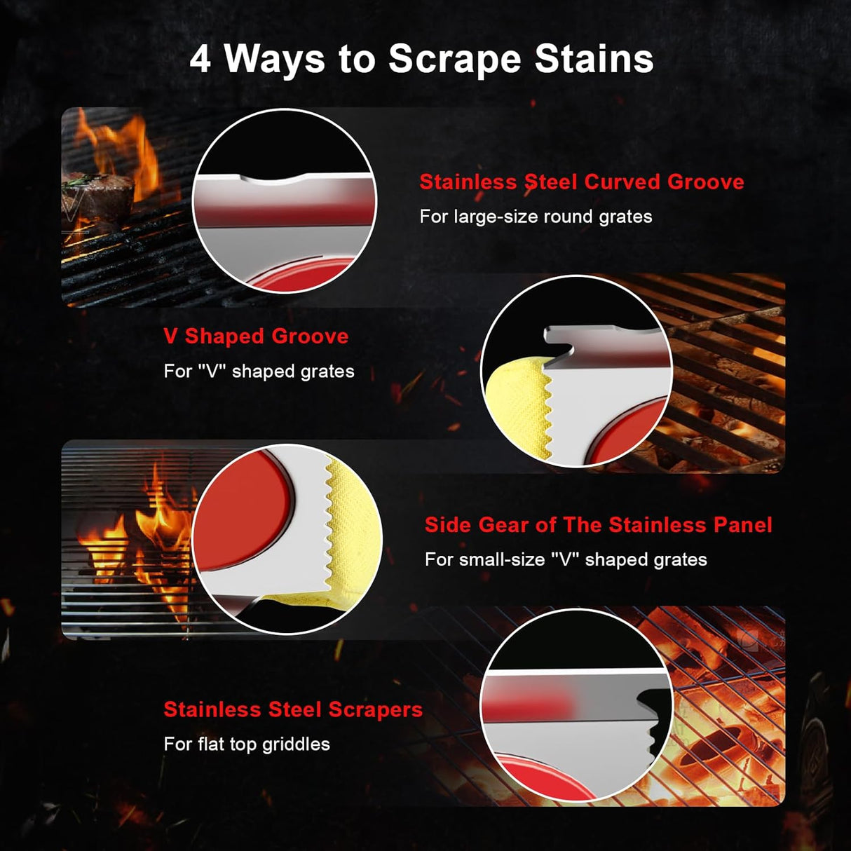 Grill Brush Bristle Free, BBQ Grill Brush for Outdoor Grill, Safe Steam Grill Cleaning Brush with Scraper, Replacement