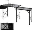 RedSwing Folding Grill Table with Sink and Double Shelf, Multifunctional Portable Grill Stand Table for Outdoor Camping