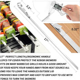 Kabob Skewers 17" Stainless Steel Long BBQ Barbecue Skewers, Flat Metal Kebob Sticks Wide Reusable Grilling Skewers for Meat