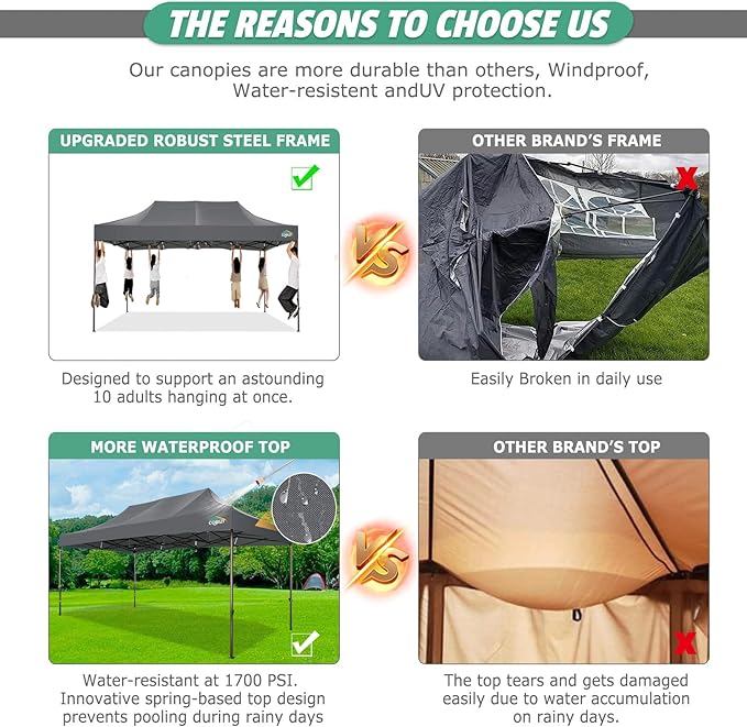 COBIZI 10x15 Pop Up Canopy Tent Heavy Duty with Sidewall, Commercial Outdoor Easy Pop Up Gazebo for Party Wedding All