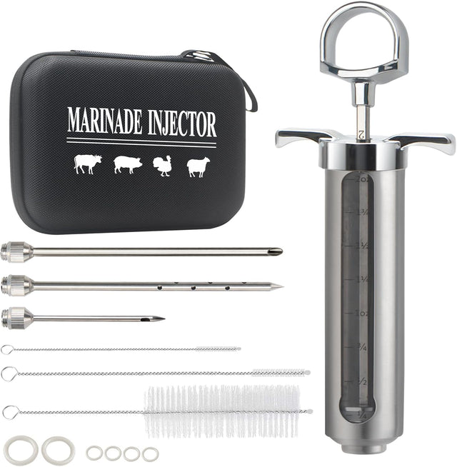Meat Injector BBQ Injection Kit, Marinade Cajun Seasoning Flavor Syringe Injector for Cooking Grill Smoker Barbecue in