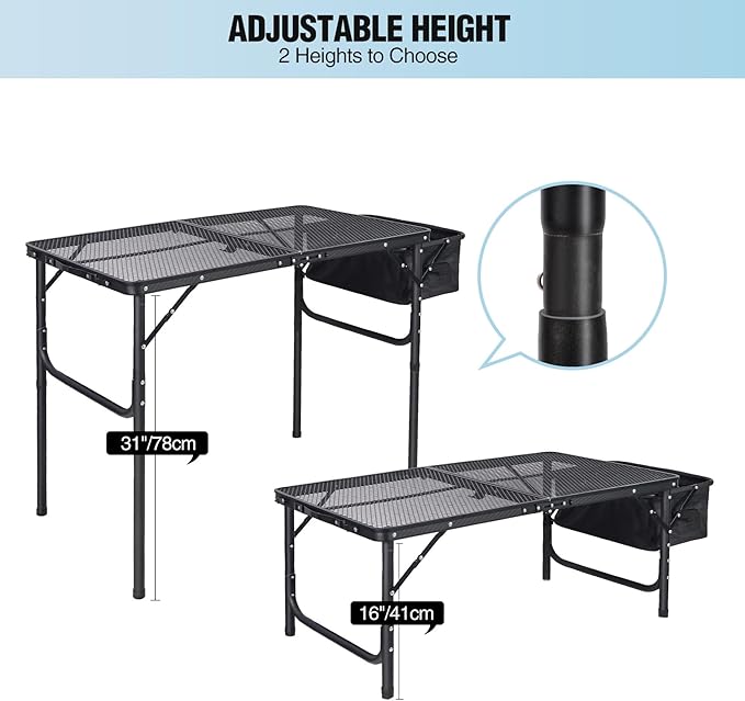 RedSwing Portable Grill Table with Sink for Outside, Aluminum Frame Folding Grill Stand Table for Outdoor Camping Picnic