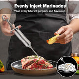 Meat Injector Syringe Kit with 3 Professional Marinade Injector Needles for BBQ Grill Smoker, Turkey and Brisket; 2-oz Large