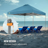 CROWN SHADES Adjustable Height on The Fly, 10x10 Pop Up Canopy - Beach Tent with One Push Setup - Easy Outdoor Sun Shade for