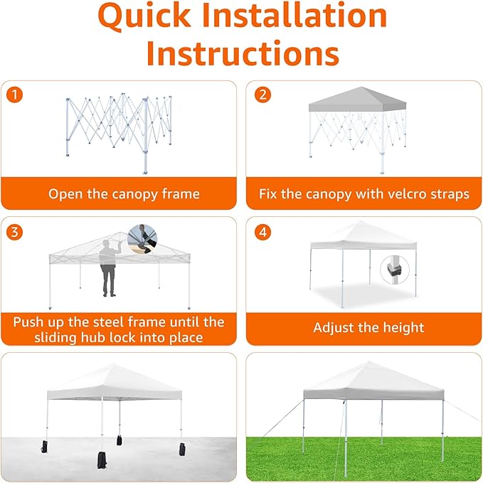 Amazon Basics Outdoor Pop Up 10 x 10 Canopy Tent for Events, Portable with Easy Setup, One-Push, Includes Wheeled Carry Bag,