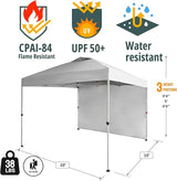 CROWN SHADES 10x10 Pop Up Canopy with 1 Side Wall - Beach Tent with One Push Setup - Outdoor Sun Shade for Events, Parties,