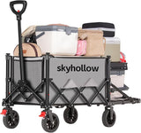 Collapsible Wagon Cart with Wheels Foldable,Folding Beach Wagons Carts Foldable for Grocery Shopping Camping Garden Fishing