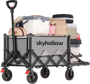 Collapsible Wagon Cart with Wheels Foldable,Folding Beach Wagons Carts Foldable for Grocery Shopping Camping Garden Fishing