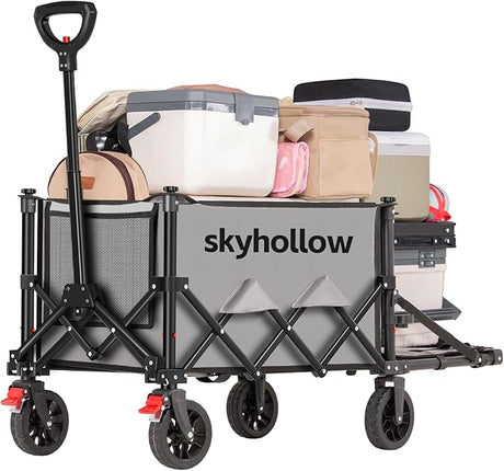 Collapsible Wagon Cart with Wheels Foldable,Folding Beach Wagons Carts Foldable for Grocery Shopping Camping Garden Fishing