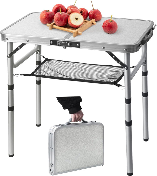 Small Folding Table 2FT Lightweight Portable Aluminum Camping Table for Picnic and Camping Mini Foldable with Adjustable