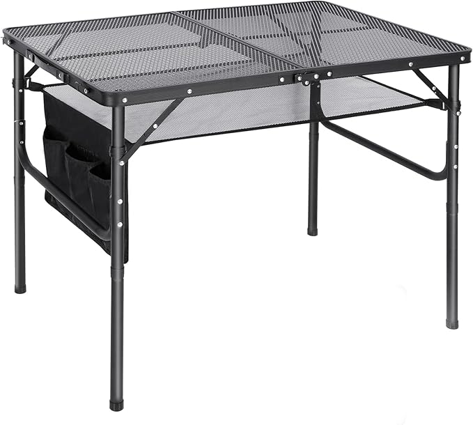 REDCAMP 36x24 Folding Grill Table for Outside, Lightweight Portable Metal Aluminum Outdoor Grill Table with Adjustable