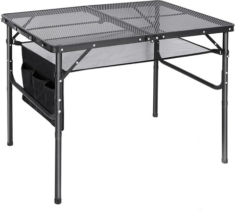 REDCAMP 36x24 Folding Grill Table for Outside, Lightweight Portable Metal Aluminum Outdoor Grill Table with Adjustable