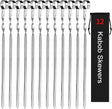 Kabob Skewers 14" Stainless Steel Long BBQ Barbecue Skewers, Flat Metal Kebob Sticks Wide Reusable Grilling Skewers for Meat