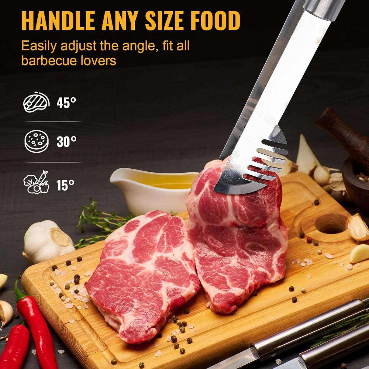 BBQ Tool Grilling Accessories, 16-Inch Stainless Steel BBQ Grill Tools Set for Men, Heavy Duty Grilling Accessories Kit for