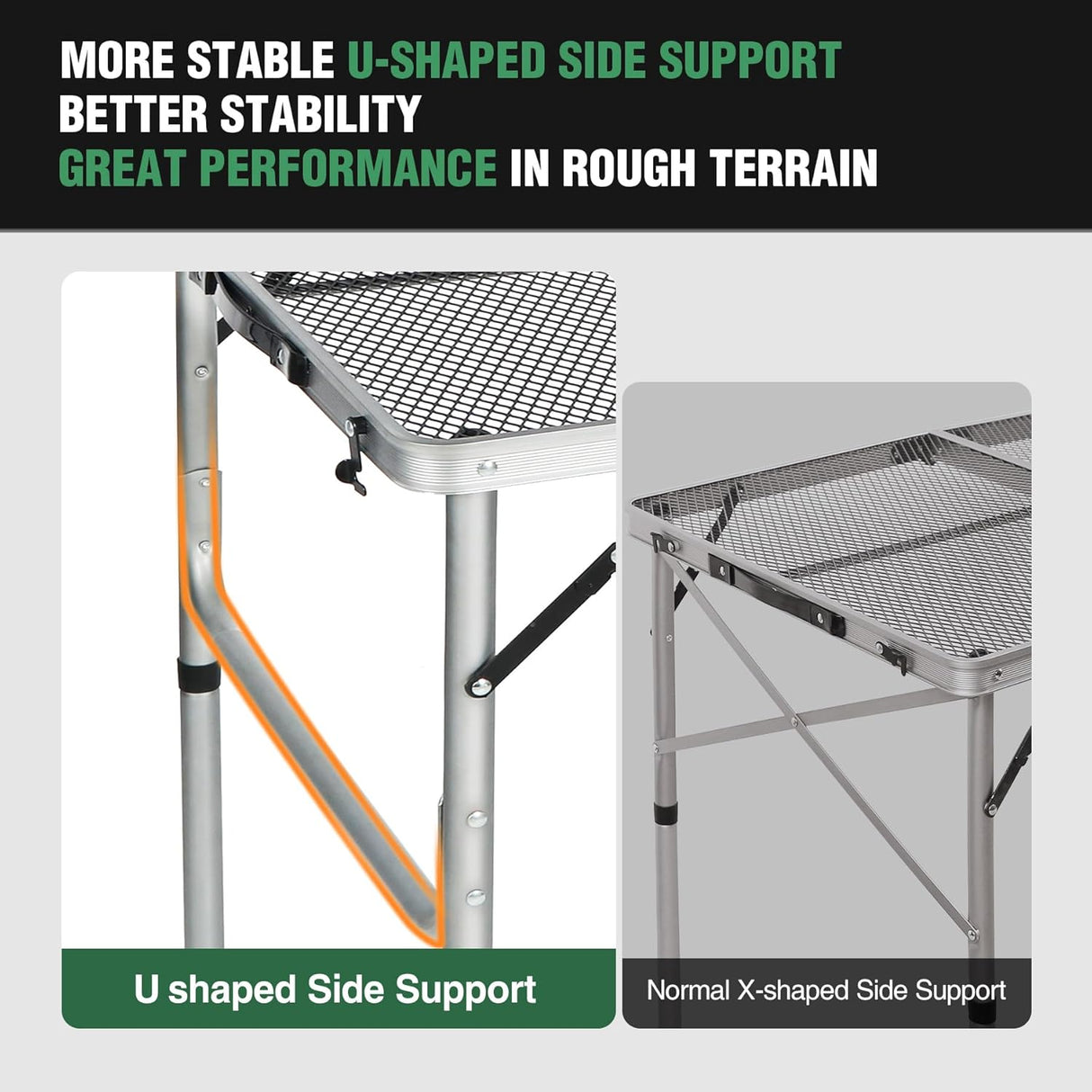 RedSwing Portable Grill Table for Outside, Aluminum Folding Grill Stand Table for Outdoor Camping Picnic BBQ, Lightweight