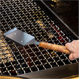 Barbecue Grill Brush and Stainless Steel Scraper Scraper Extended Large,Large Wooden Handle, Wire BBQ Grill Brush for