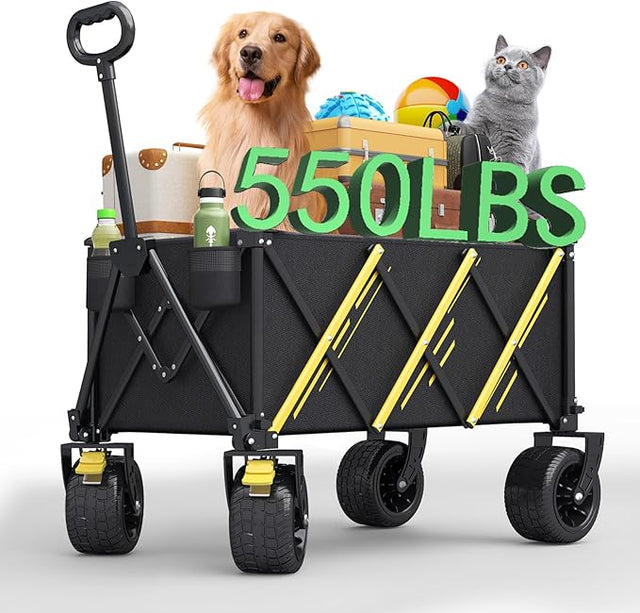 Wagons carts Foldable，Collapsible Wagon Foldable Wagon, Gather Heavy Duty Garden cart, Portable cart，Pets carts，with Large