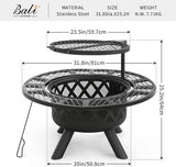 BALI OUTDOORS Fire Pit with Poker, 32 inch Outdoor Fire Pit Patio, Wood Burning Firepits for Outside with Grill
