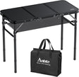 Folding Camping Table with Storage Net, 3ft Camping Table Aluminum Folding Table with 3 Adjustable Height Max 27.5 Inch