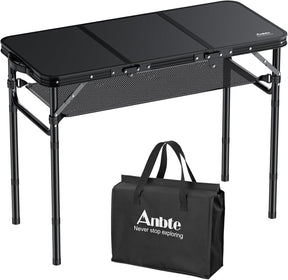 Folding Camping Table with Storage Net, 3ft Camping Table Aluminum Folding Table with 3 Adjustable Height Max 27.5 Inch