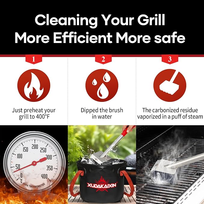 Grill Brush Bristle Free,Unique Wave pad for Cast Iron/Stainless-Steel Grates, (Only Replaceable Cleaning Head No Grill