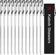 Kabob Skewers 17" Stainless Steel Long BBQ Barbecue Skewers, Flat Metal Kebob Sticks Wide Reusable Grilling Skewers for Meat
