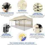 COBIZI 10x30 Heavy Duty Pop up Canopy with 8 sidewalls Stable Wedding Outdoor Tents for Parties Canopy Pop Up Party Tent UPF
