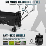 Large Collapsible Wagon Foldable for Beach, Yard, Grocery, Park, 34" x 18" Inner Storage. 300lb Heavy Duty Folding Utility