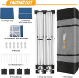 HOTEEL 10x20 Pop up Canopy with 6 Sidewalls, One Push Instant Setup Outdoor Canopy Tent with Reinforce Rod, Weight Bag, for