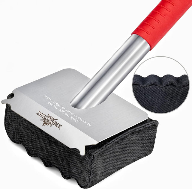 Grill Brush Bristle Free,Upgraded Aramid Fiber Wavy Pad Perfect for Cast Iron Grates/Porcelain/Weber Gas/Charcoal