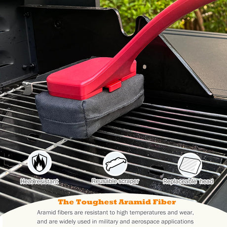 Grill Brush for Outdoor Grill, 18" Bristle Free Steam Grill Brush with SuS304 Stainless Steel Scraper, Grilling Accessories