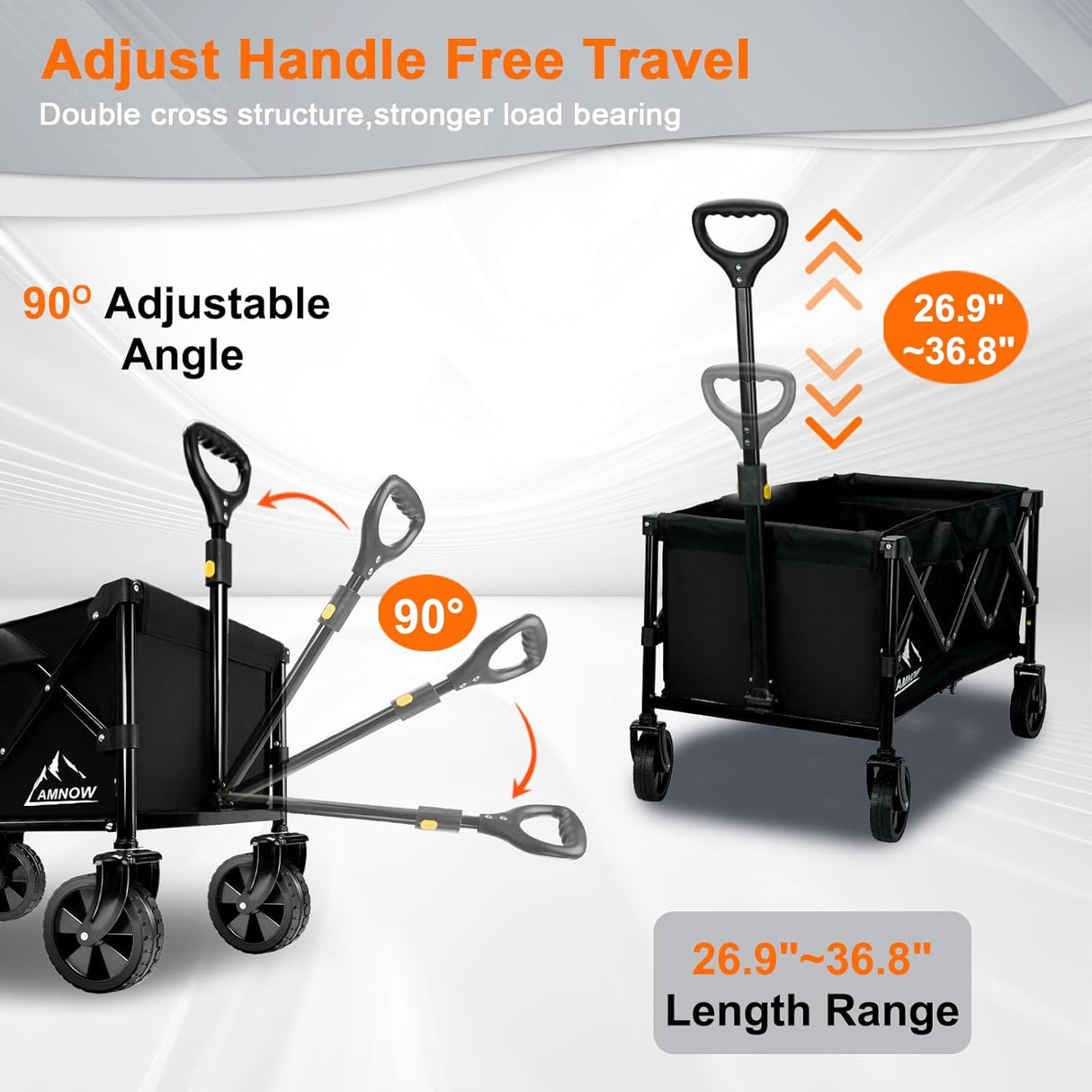 Collapsible Wagon Cart with Wheels Foldable, Folding Wagons Carts with Silent Universal Wheels, Large Grocery Cart On