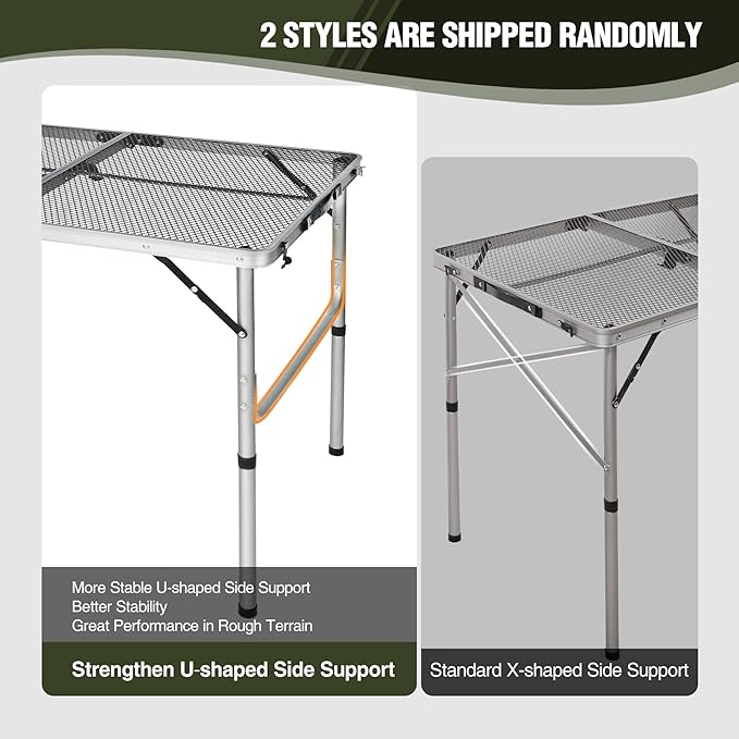 REDCAMP 36x24 Folding Grill Table for Outside, Lightweight Portable Metal Aluminum Outdoor Grill Table with Adjustable