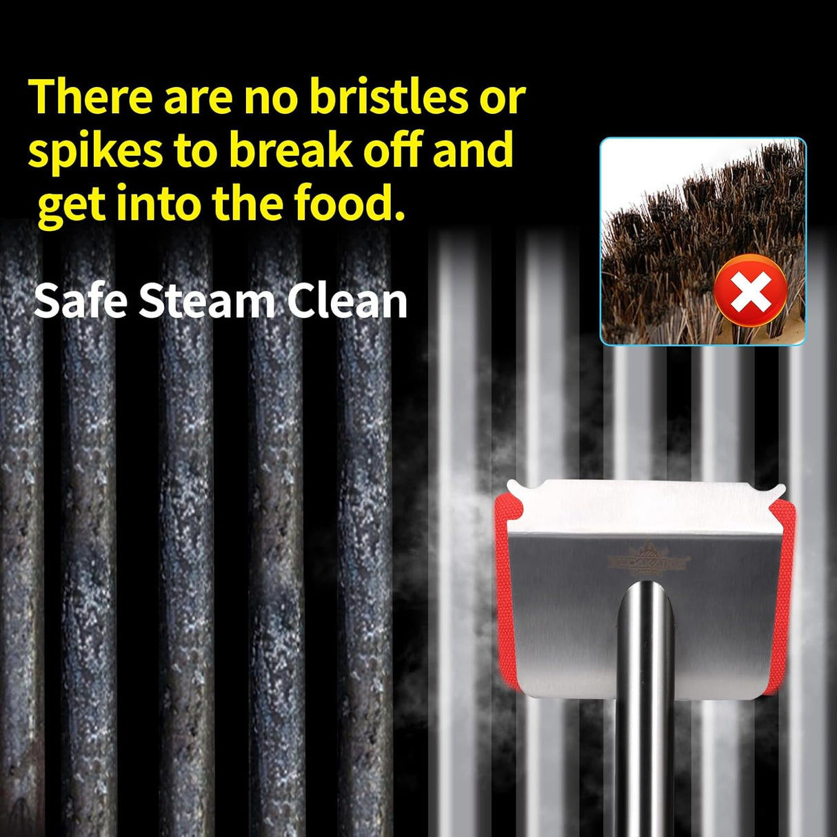 Grill Brush Bristle Free,BBQ Replaceable Scraper Cleaning Head,Safe Grill Accessories for Cast Iron Grates/Porcelain/Weber