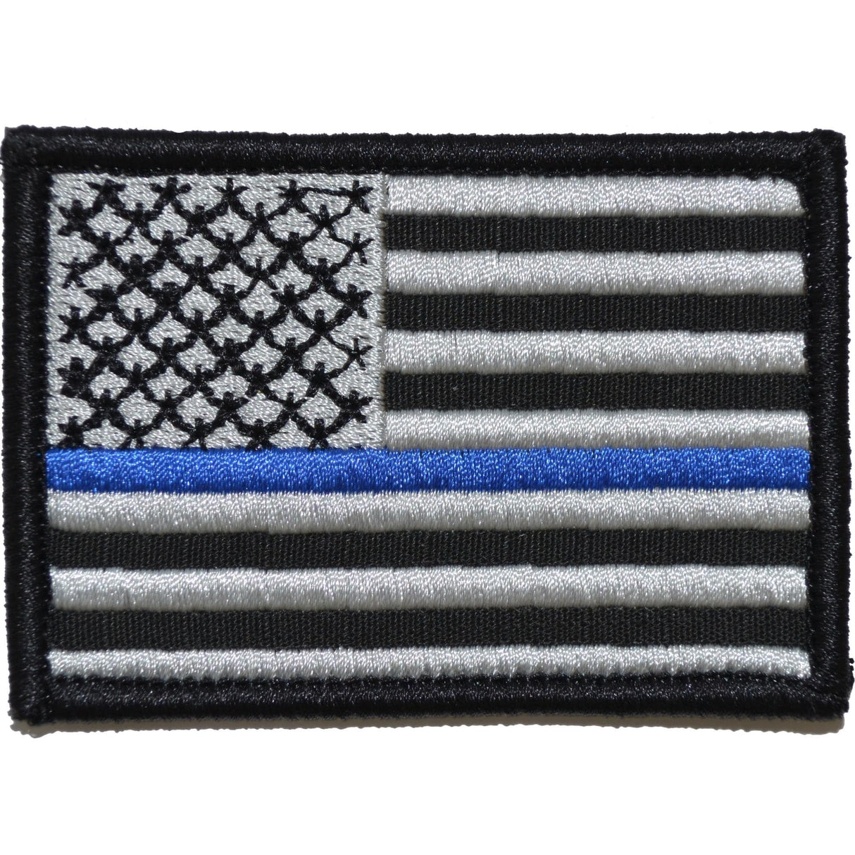 Thin Blue Line US Flag - 2x3 Hat Patch in Black