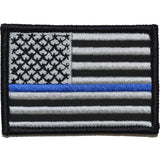 Thin Blue Line US Flag - 2x3 Hat Patch in Black