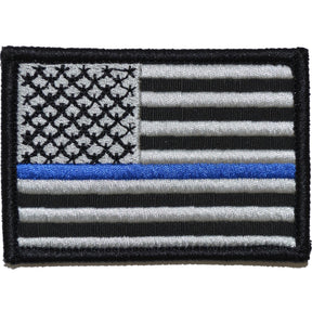 Thin Blue Line US Flag - 2x3 Hat Patch in Black