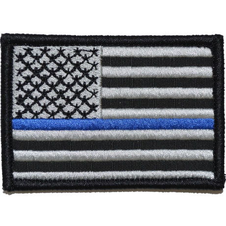 Thin Blue Line US Flag - 2x3 Hat Patch in Black