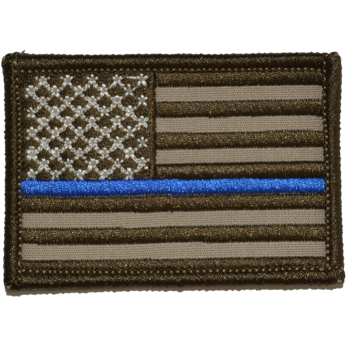 Thin Blue Line US Flag - 2x3 Hat Patch in Coyote Brown, alternate view 2