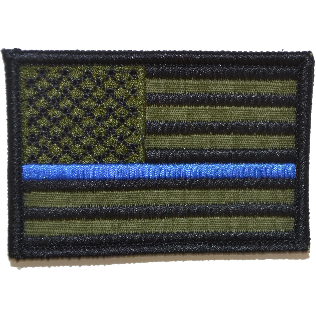 Thin Blue Line US Flag - 2x3 Hat Patch in Olive Drab, alternate view 3