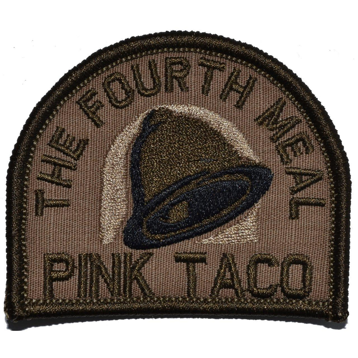 Tactical Gear Junkie Pink Taco The Fourth Meal 3 Inch Arch Patch in Coyote Brown, alternate view 3