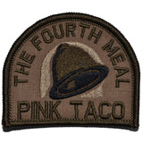 Tactical Gear Junkie Pink Taco The Fourth Meal 3 Inch Arch Patch in Coyote Brown, alternate view 3