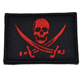 Pirate Jolly Roger - 2x3 Patch in Black w/ Red, alternate view 2