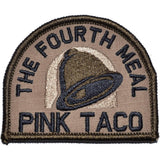 Tactical Gear Junkie Pink Taco The Fourth Meal 3 Inch Arch Patch in Coyote Brown w/ Black, alternate view 4
