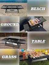 Charmline 14x9inch Foldable Portable Grill Charcoal, Compact Portable Grill for Outdoor Use, Desktop Charcoal Grill, BBQ