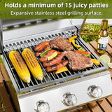3-Burner 24,000 BTU Portable Flat Top Propane Gas Grill, Heavy-Duty Stainless Steel 2-in-1 Tabletop Grill and Griddle Combo